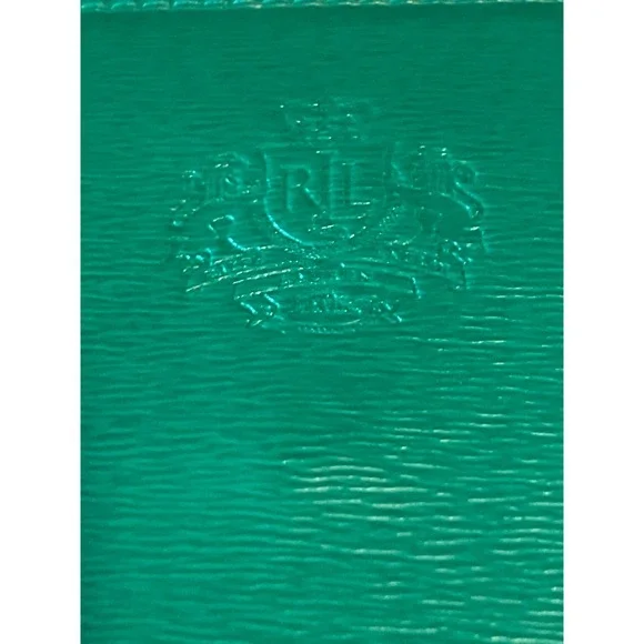 Lauren Ralph Lauren Green Textured Faux Leather Tote Bag Zip Top RL Charm - Picture 5 of 8